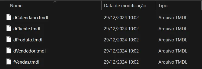 arquivos tmdl power bi